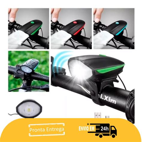 Lanterna Farol Bike Usb Led Buzina Recarregável Shopee Brasil