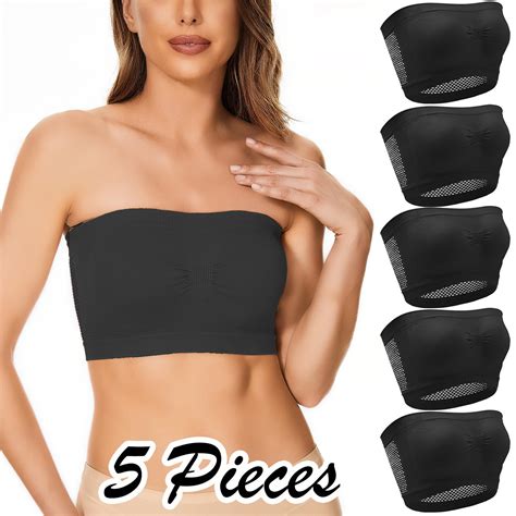 Qazqa 5 Pieces Womens Non Padded Bandeau Sprots Bra Strapless