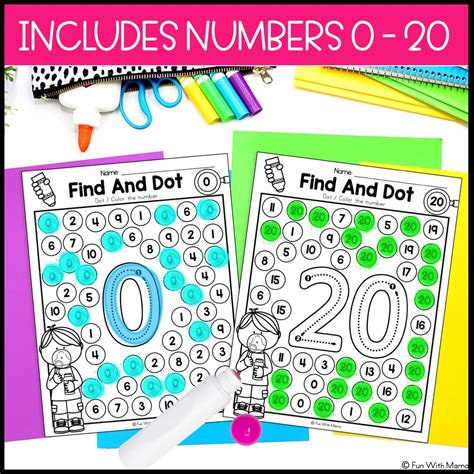 Find And Dot Number Worksheets 0 20 Fun With Mama Shop