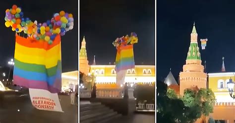 Gay Russian Artist Sends Massive Pride Flag Soaring Over The Kremlin GCN