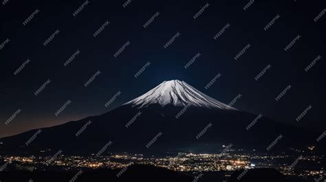 Premium AI Image | Mount fuji in the night with a dark sky