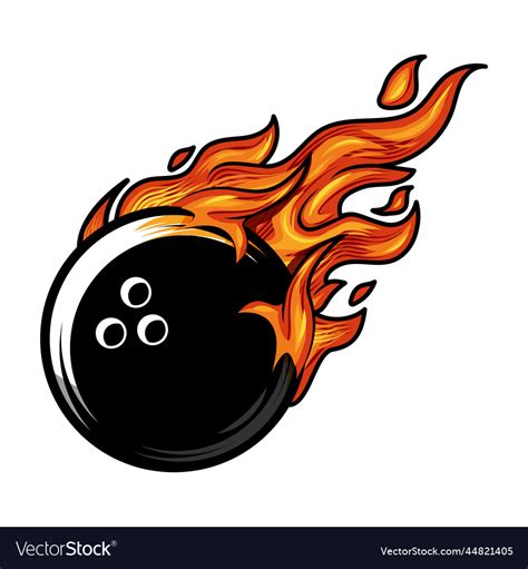 Hot Bowling Ball Fire Logo Silhouette Royalty Free Vector