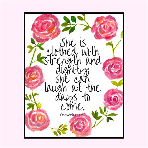 She Is Clothed In Strength And Dignity Printbible Verse Etsy She Is