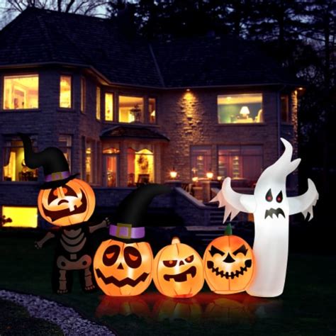 Costway 7 5 FT Long Halloween Inflatable Decor Spooky Ghost And Pumpkin