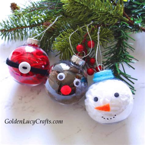 DIY Yarn-Filled Clear Ball Christmas Ornaments Idea