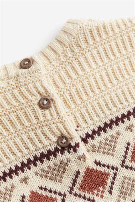 Jacquard Knit Sweater Light Beigepatterned Kids Handm Us