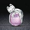 Breloque Chat En Argent Sterling Avec Zircone Cubique Rose Pour