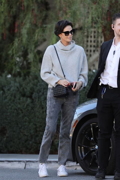 Charlize Theron In A Mock Neck Knitted Sweater Los Angeles 12 12 2022