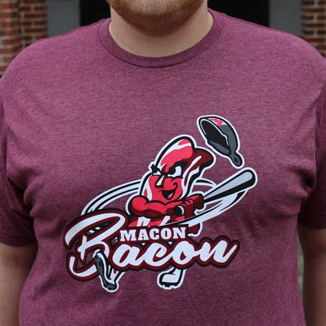 Macon Bacon Primary Logo T Shirt Heather Burgundy