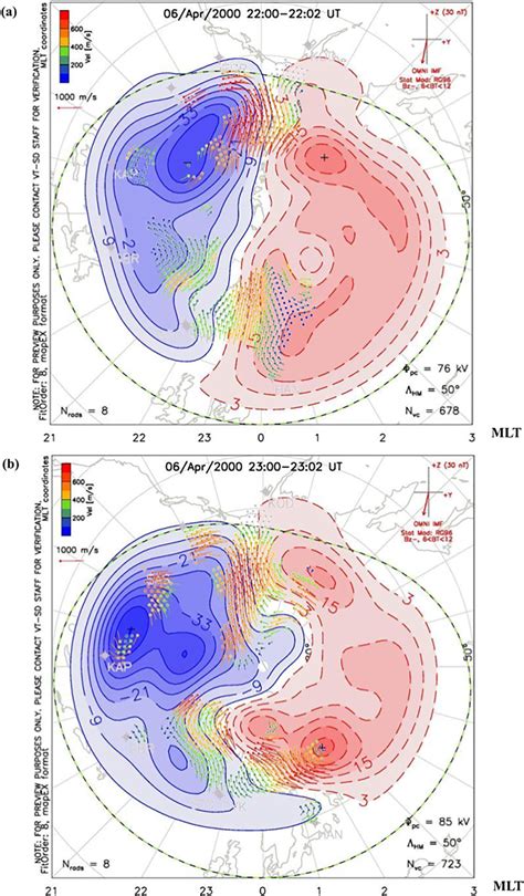 SuperDARN Ionospheric Convection Maps Along With DP2 Contours During