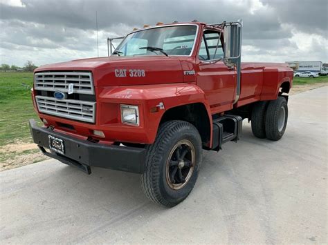 1987 Custom Ford F700 F7000 Pickup Cat Engine Stacks Dually Truck See