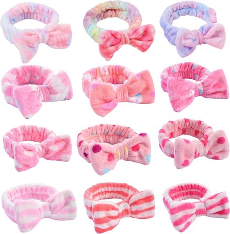 Amazon Casoty 8 Pcs Grey Spa Headband Bow Hair Band Soft Coral