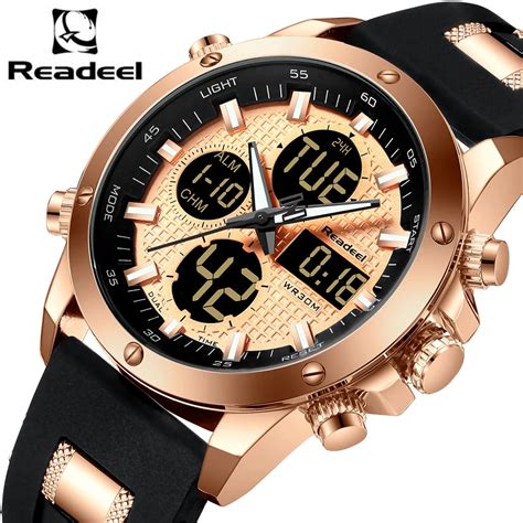 Readeel Brand Luxury Mens Watches Men Watch Chronograph Gold Quatz