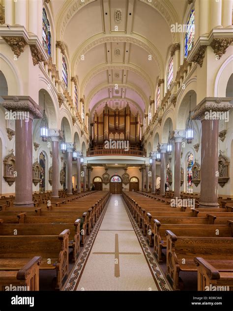 Pipe Organ And Nave Inside The Sacred Heart Catholic Church In Downtown