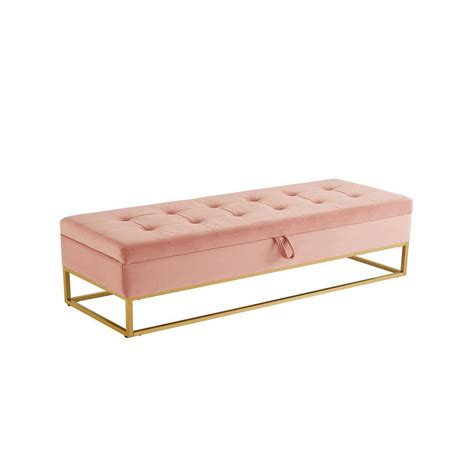 Harper & Bright Designs Pink 58.6 in. Metal Base Bedroom Bench ...