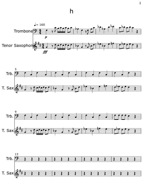 H Sheet Music For Trombone Tenor Saxophone