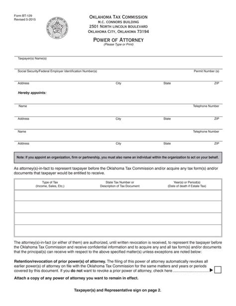 Free Oklahoma Power Of Attorney Forms 10 Types