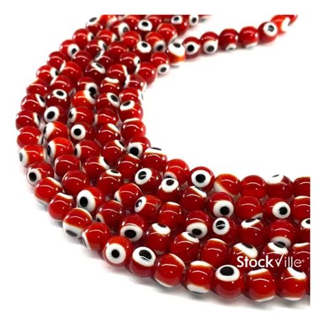 Ojo Turco Rojo Tira De Cuentas Hilo De Cristal Calidad 8mm