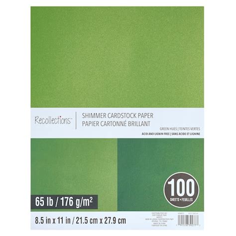 Green Hues Shimmer 8 5 X 11 Cardstock Paper By Recollections™ 100 Sheets Cardstock Paper