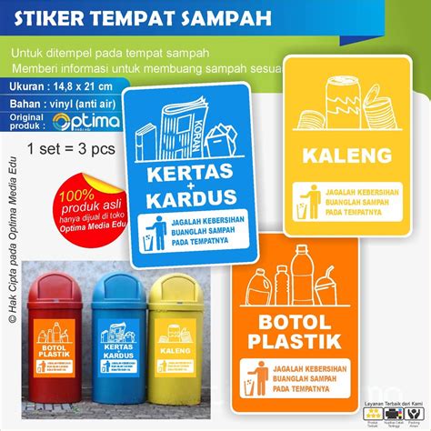 Jual Stiker Tempat Sampah Kertas Kaleng Botol Plastik 1 Set Shopee