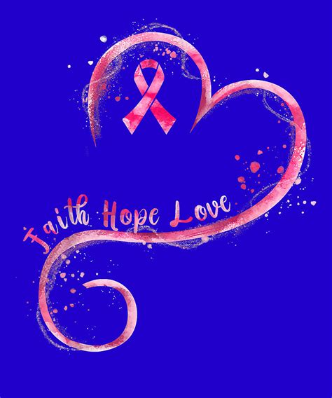 Faith Hope Love Pink Ribbon Breast Cancer Awareness Digital Art By