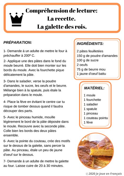 Compréhension de lecture La galette des rois