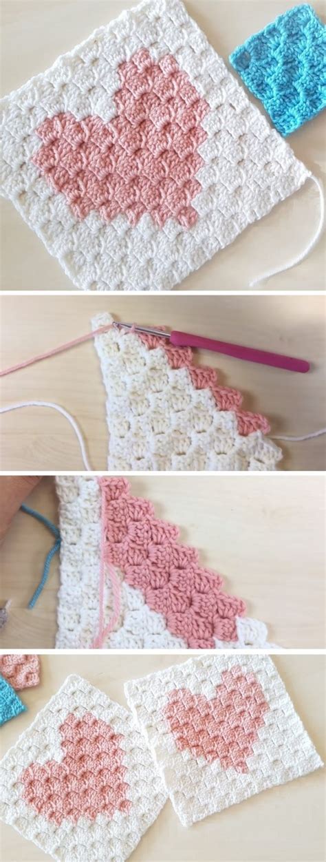 Crochet Heart In A Square Design Peak