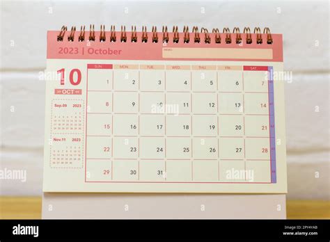 Desktop calendar for planning for October 2023 Stock Photo - Alamy