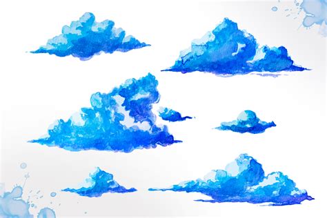 Watercolor Clouds Illustrations Design Bundles