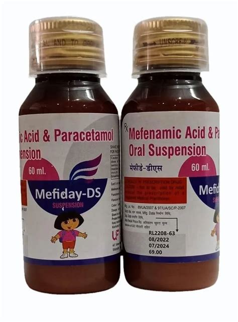 Mefiday Ds Mefenamic Paracetamol Oral Suspension Mg At Bottle