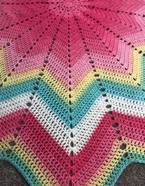 Rainbow Crochet Point Star Baby Blanket Etsy