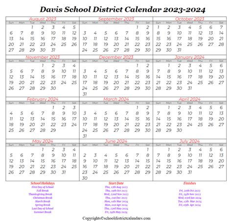 Davis School District Calendar Holidays 2023-2024 School District Calendars