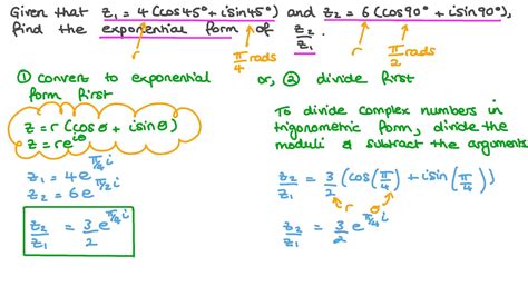 Question Video Dividing Complex Numbers In Polar Form And Expressing