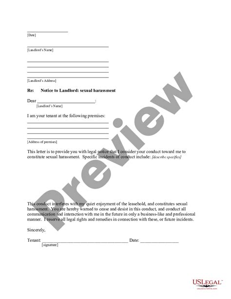 Landlord Harassment Letter Template For Rent Arrears US Legal Forms