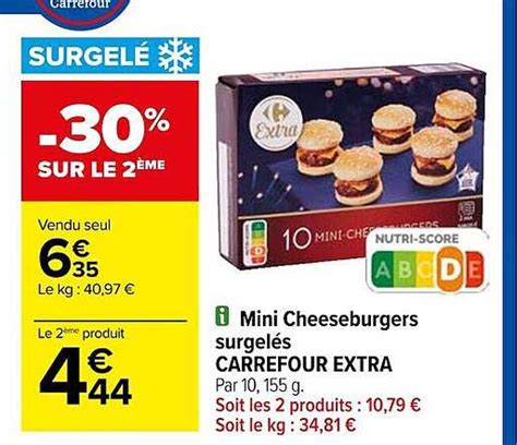 Promo Mini Cheeseburgers Surgeles Carrefour Extra Chez Carrefour