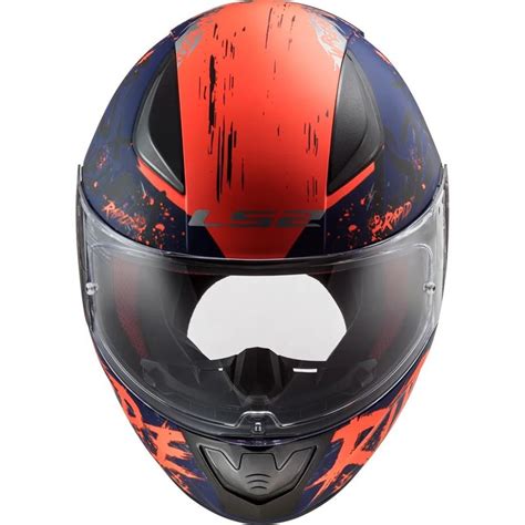 Capacete LS2 FF353 Rapid Naughty Azul Fosco Laranja Fluo Grid Motors