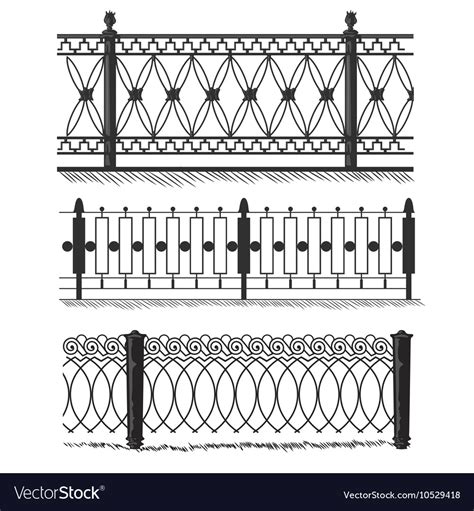 Metal Wrought Iron Gates Grilles Fences Royalty Free Vector