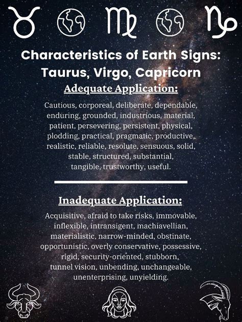 Characteristics of Earth Signs (Taurus, Virgo, Capricorn) | Earth signs ...