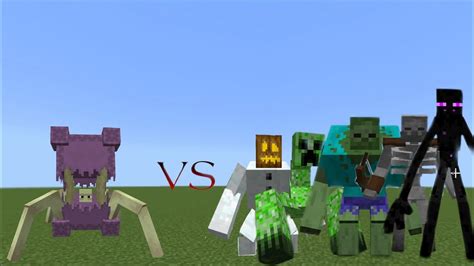 Mutant Shulker Vs Mutant Snowgolem Creeper Zombie Skeleton And