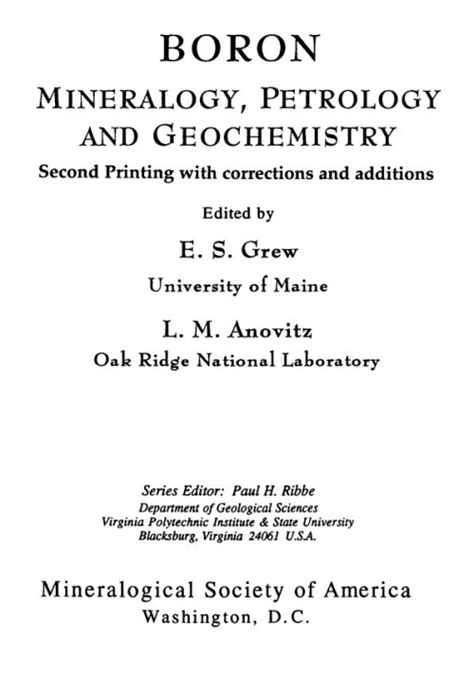 boron mineralogy petrology  geochemistry bor mineralogiia
