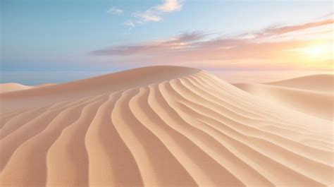 Serene Desert Landscape With Sand Dunes At Sunset Premium AI