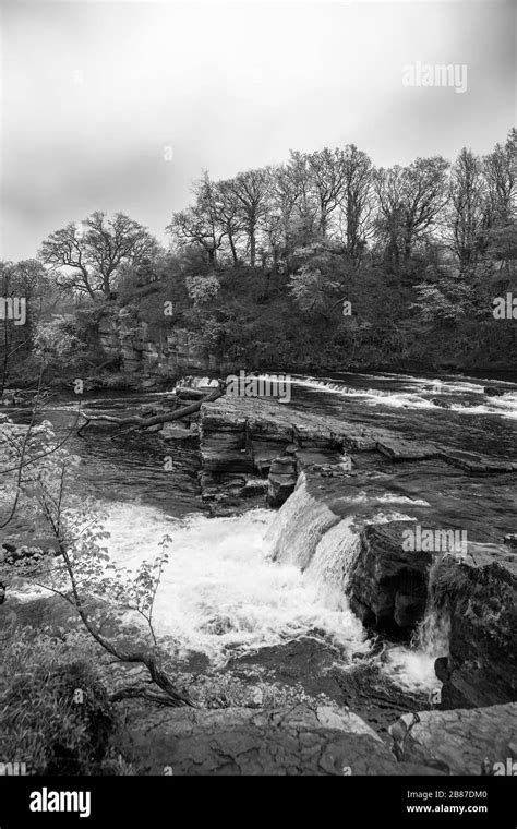 The River Swale At Richmond Falls North Yorkshire England UK Black