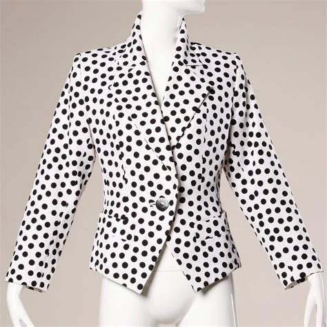 Ysl Yves Saint Laurent Rive Gauche Vintage Black White Polka Dot Blazer Jacket At 1stdibs