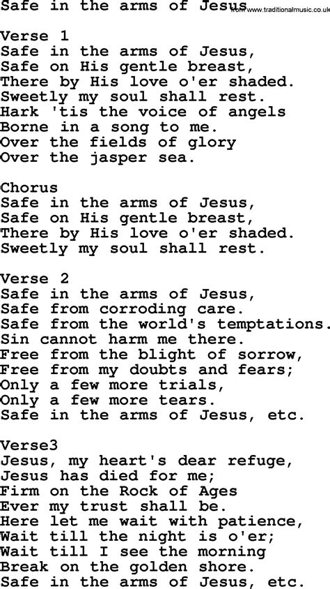 Safe In The Arms Of Jesus Apostolic And Pentecostal Hymns And Gospel Songs Lyrics And Pdf