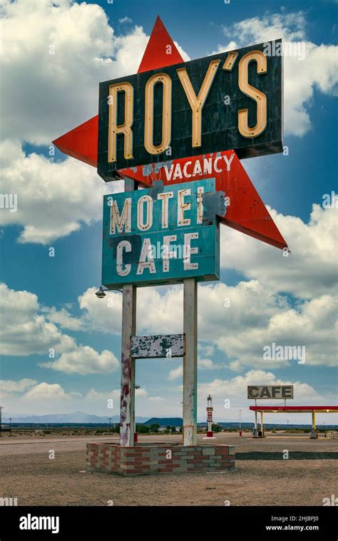 Roy S Motel And Cafe Vintage Sign Route 66 Amboy California USA