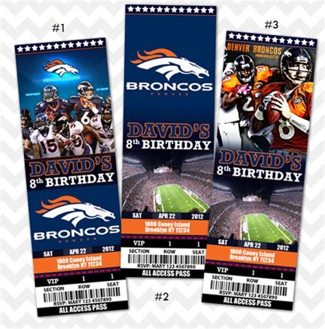 Denver Broncos Ticket Invitation by KreateStudio on Etsy