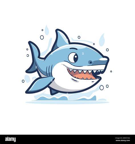 Cute Shark Cartoon Vector Illustration Isolated On White Background