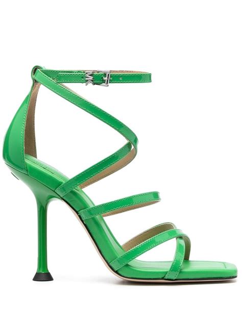 Michael Michael Kors Imani Patent Leather Sandal Green Farfetch Uk