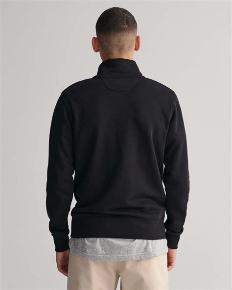 Gant Erkek Siyah Regular Fit Yar M Fermuarl Sweatshirt S