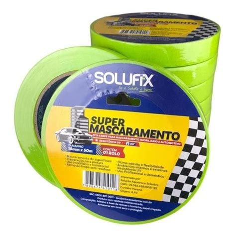 Kit 10 Rolos Solufix Fita Crepe Super Mascaramento 18mm X 50m Adesivo